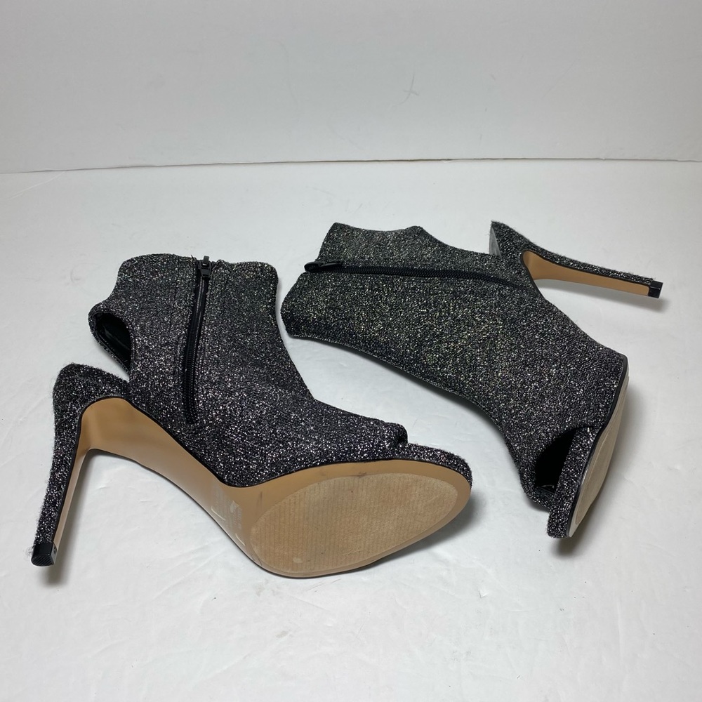 Steve Madden Rakel Glitter Bootie Sandal Heels Black Shimmer Women’s Size 8 - Picture 7 of 16
